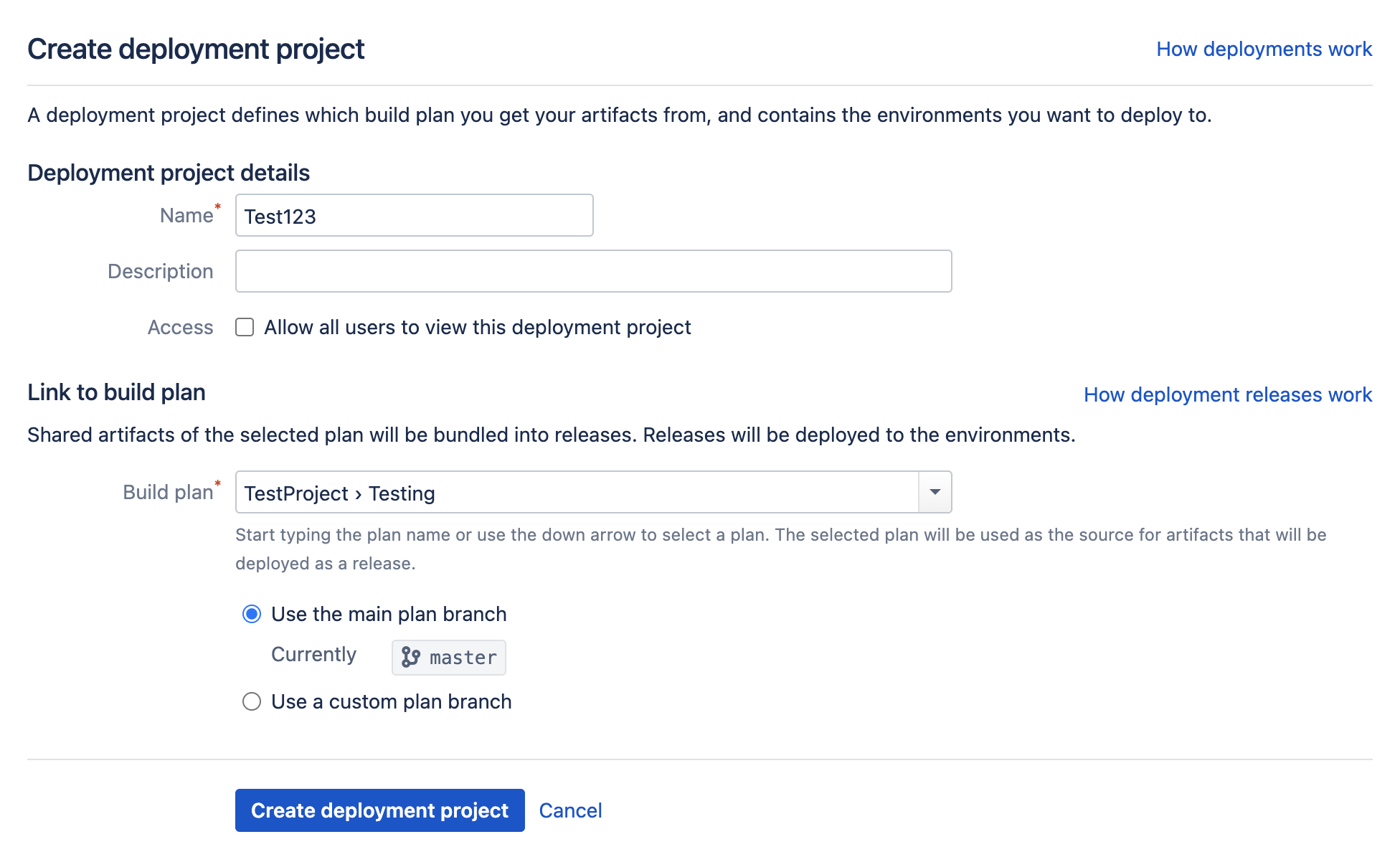 Creating And Configuring A Deployment Project Bamboo Data Center And